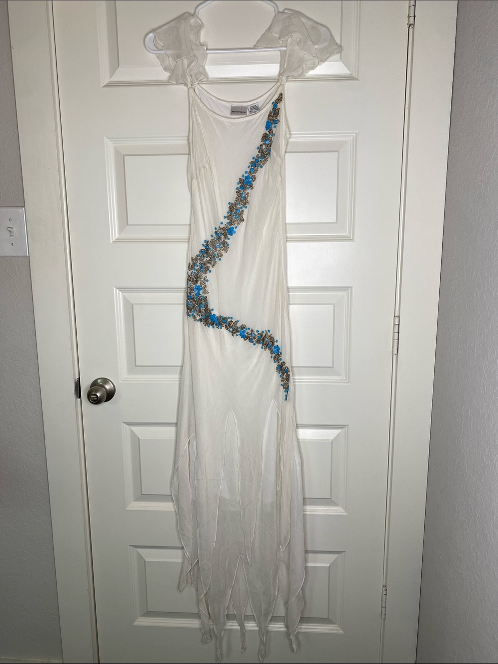 90s White Fairy Maxi Dress with Beading